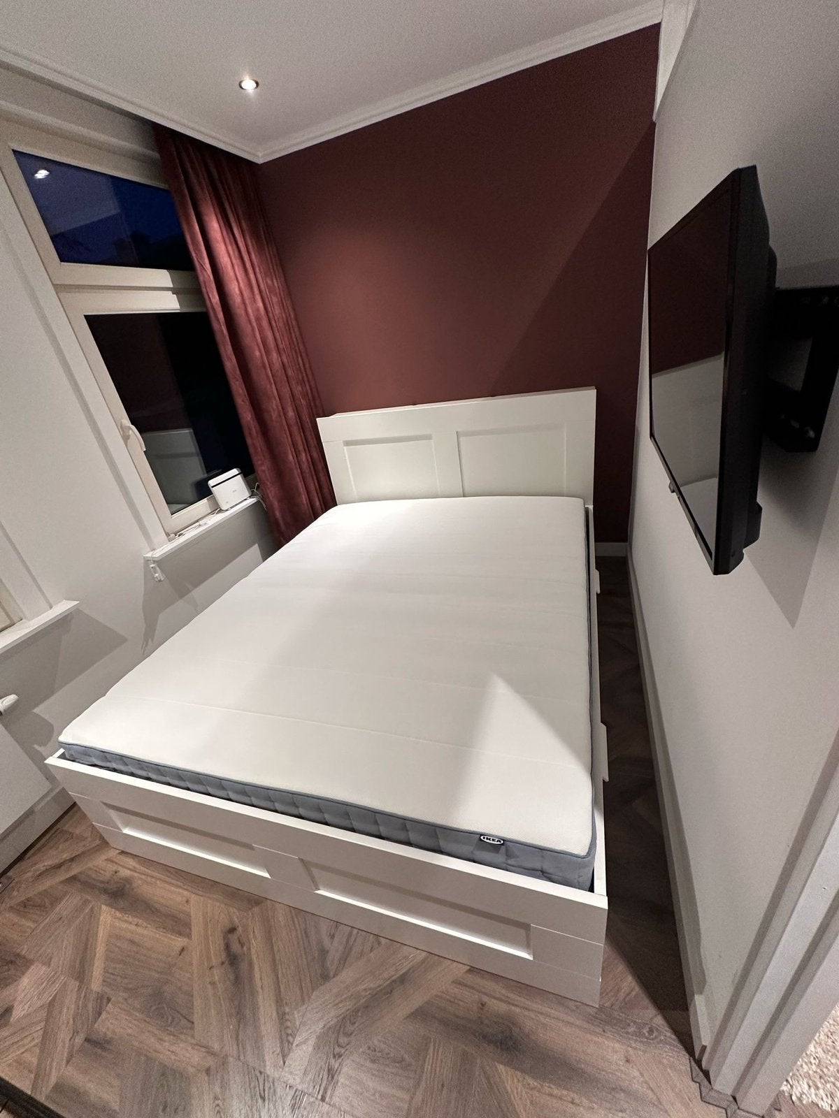 IKEA Brimnes bed met opbergruimte, wit, 160x200 cm, Huis en Inrichting, Ophalen, Gebruikt, Wit, Tweepersoons
