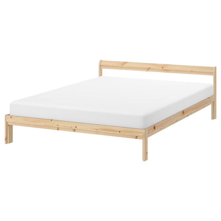 IKEA NEIDEN tweepersoonsbed met VESTMARKA matras 140x200cm, Huis en Inrichting, Ophalen, Beige, Tweepersoons, 140 cm