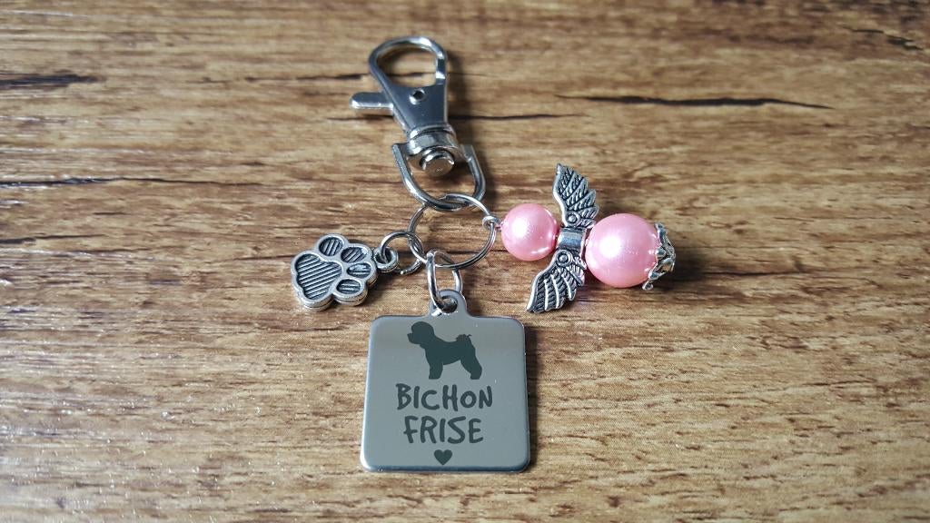 Sleutelhanger Tashanger Bichon frise RVS beschermengeltje, Dieren en Toebehoren, Verzenden, Nieuw
