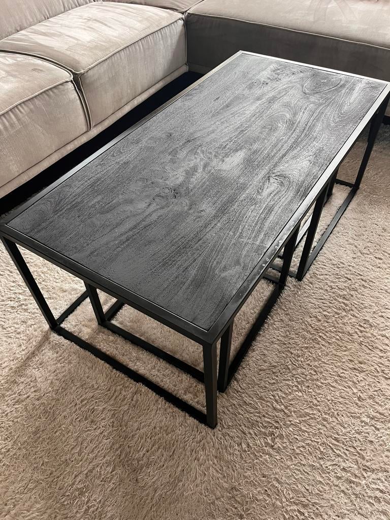 Salontafel mango hout zwart, Ophalen, 100 tot 150 cm, 50 tot 100 cm, Zo goed als nieuw
