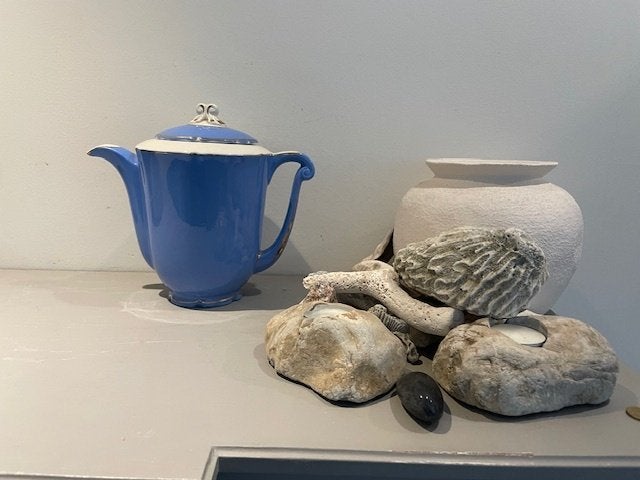 Antieke art deco koffiepot blauw. Ceranord Trianon Blue ciel, Antiek en Kunst, Antiek | Servies los, Ophalen