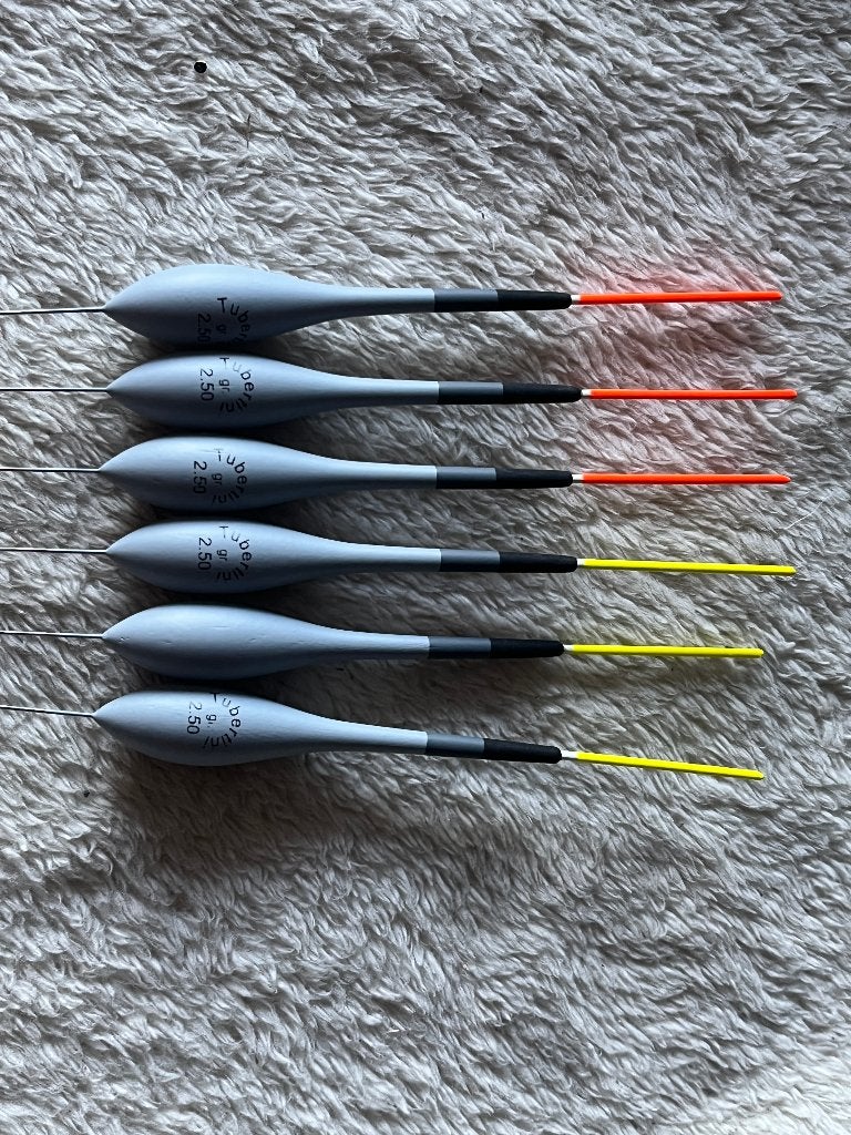 adv 142 / NIEUW set 6 dobbers TUBERTINI 2,50gr, Ophalen of Verzenden, Nieuw, Dobber of Lood