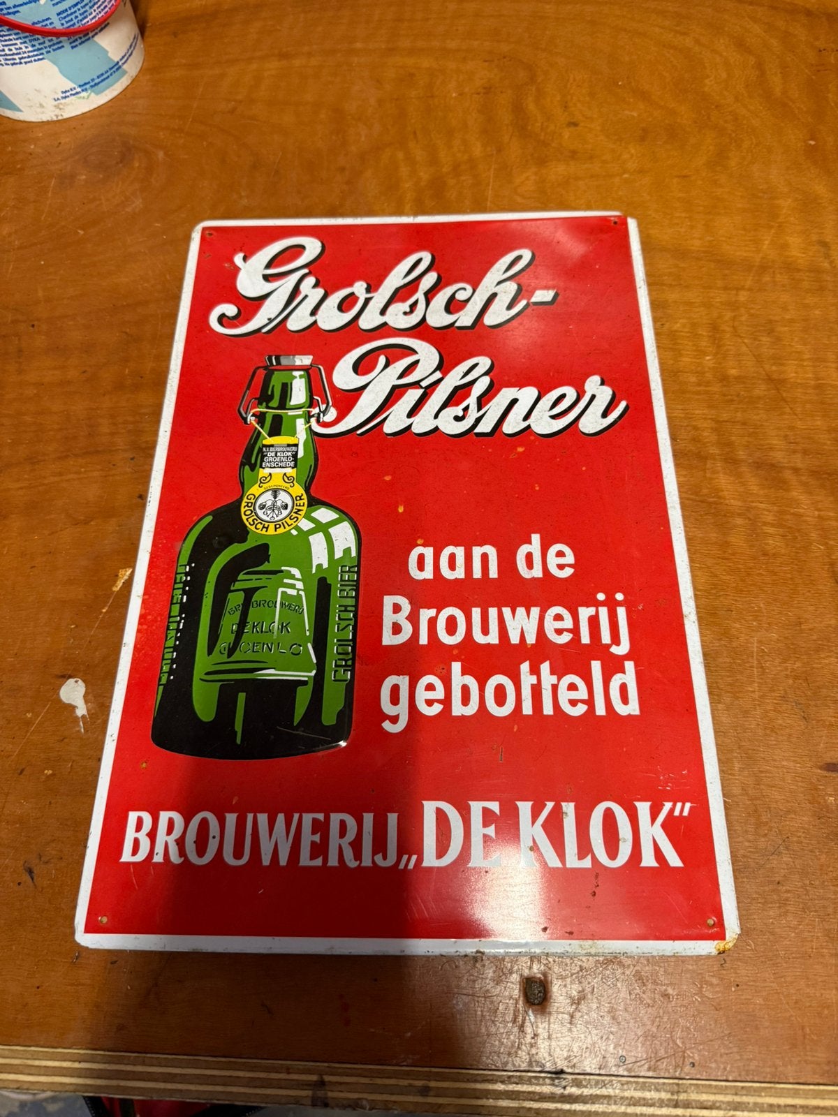 Reclamebord blik grolsch, Ophalen of Verzenden, Zo goed als nieuw, Reclamebord