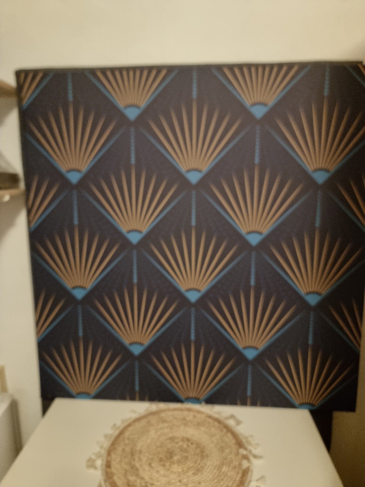 Art Deco Wanddecoratie Paneel - Zwart/Goud/Blauw, Huis en Inrichting, Stoffering | Behang, Ophalen of Verzenden, Minder dan 10 m²