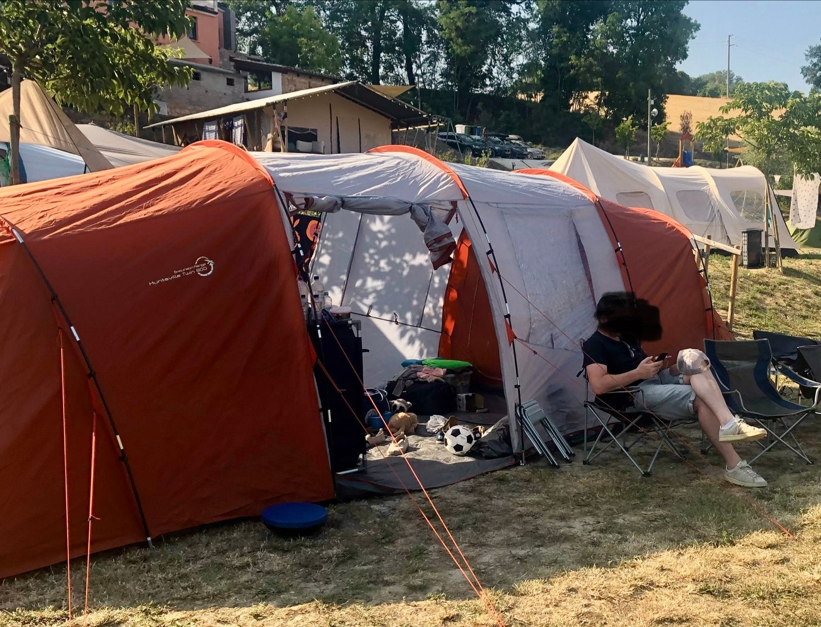 Easycamp Huntsville Twin 800 tent - Zo goed als nieuw, Caravans en Kamperen, Tenten, Ophalen, Zo goed als nieuw, Meer dan 6