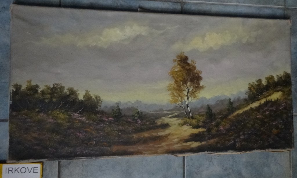 HEIDE MET BERKEN * OLIEVERF * Geen Lijst *, Doek, Ophalen of Verzenden, Landschap, Olieverf