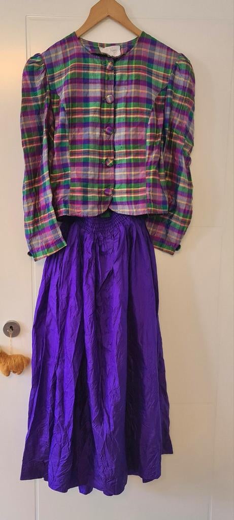 Zijden blouse en rok vintage maat 38 z.g.a.n., Ophalen of Verzenden, Zo goed als nieuw, Maat 38/40 (M)