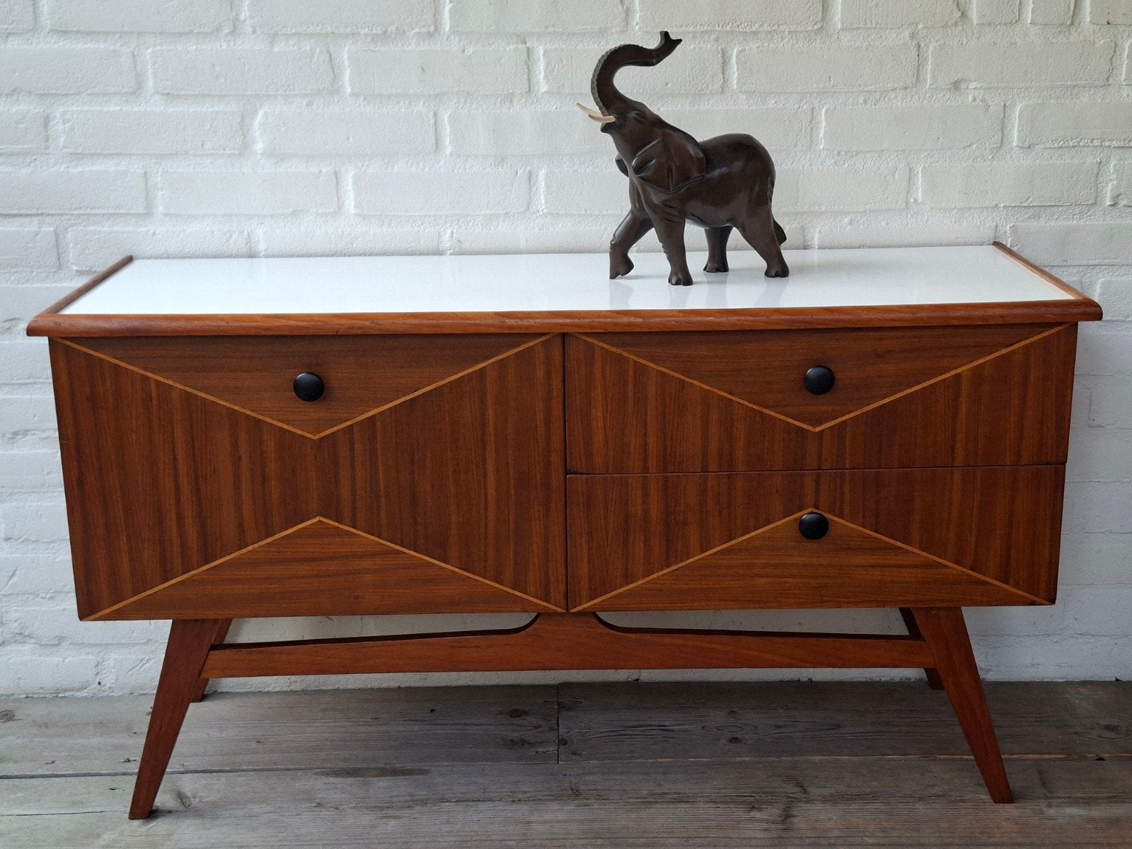Vintage retro kastje dressoir Louis van Teeffelen Webe j 60., Ophalen, 100 tot 150 cm, Teakhout, 25 tot 50 cm