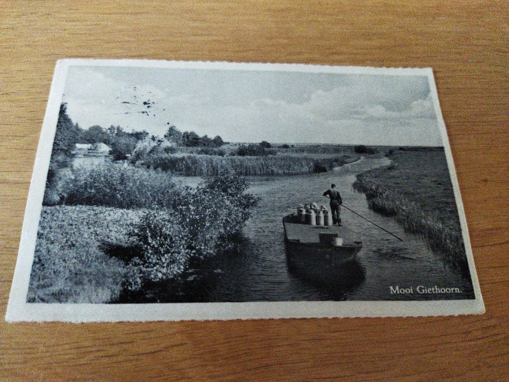 Ansichtkaart Mooi Giethoorn 1950, Ophalen of Verzenden, 1940 tot 1960, Gelopen, Overijssel