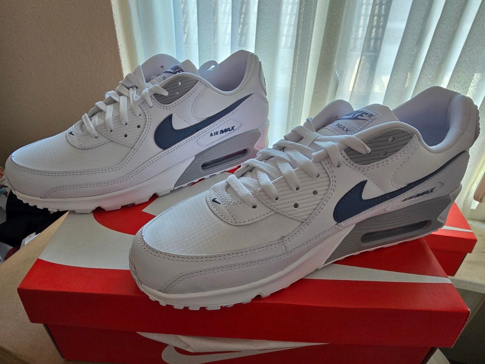 Nike Air Max 90 maat 13 / 47,5 White Blue Grey NIEUW, Ophalen of Verzenden, Nieuw, Hardloopschoenen, Nike