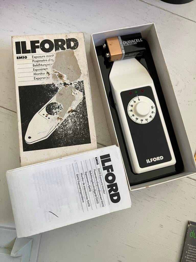 Ilford EM10 belichtingsmeter met doos en handleiding, Ophalen, Gebruikt