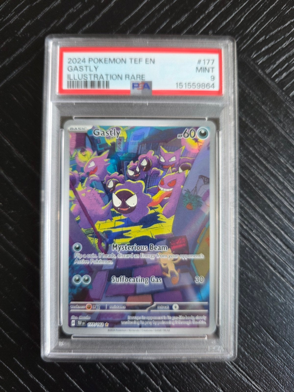 Pokémon Gastly Temporal Forces 177/162 PSA 9, Ophalen of Verzenden, Nieuw, Losse kaart, Foil