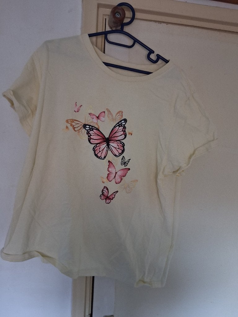 t shirt met vlinders erop, Ophalen, Overige kleuren, Maat 46/48 (XL) of groter, Korte mouw