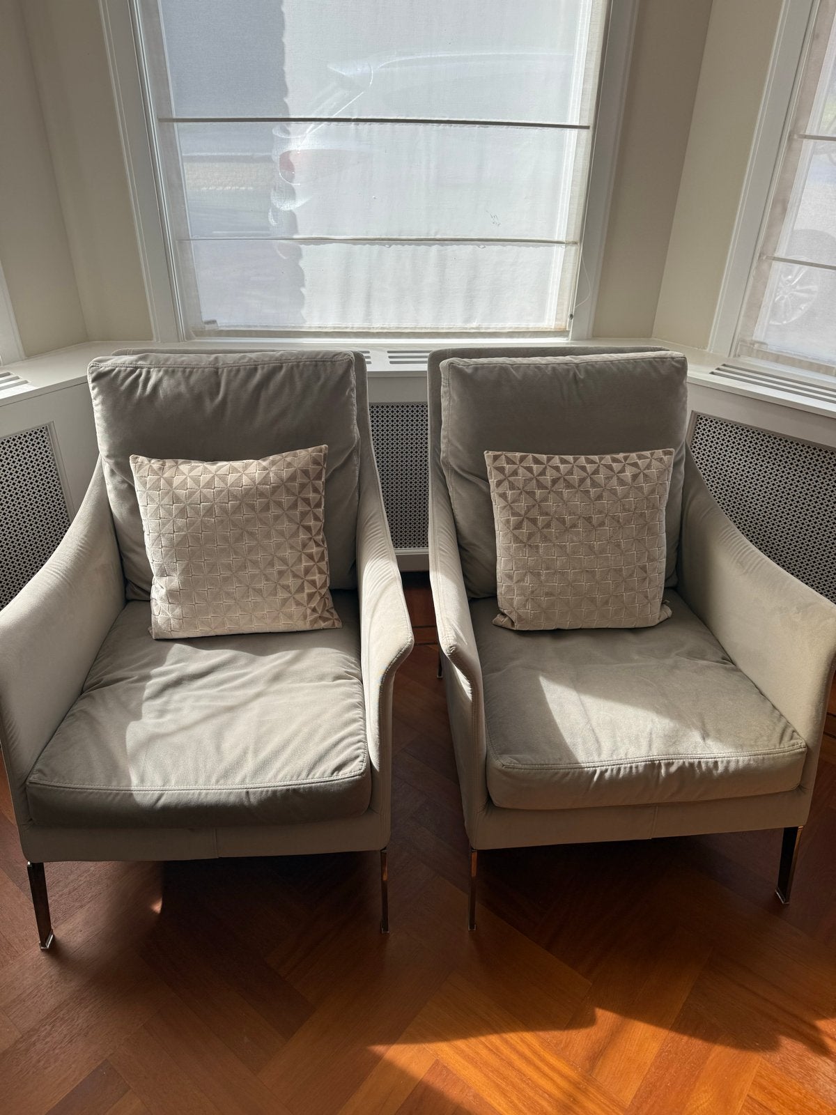 2 Flexform Boss fauteuils - Licht gestoffeerd, Huis en Inrichting, 75 tot 100 cm, Ophalen of Verzenden, Zo goed als nieuw, Stof
