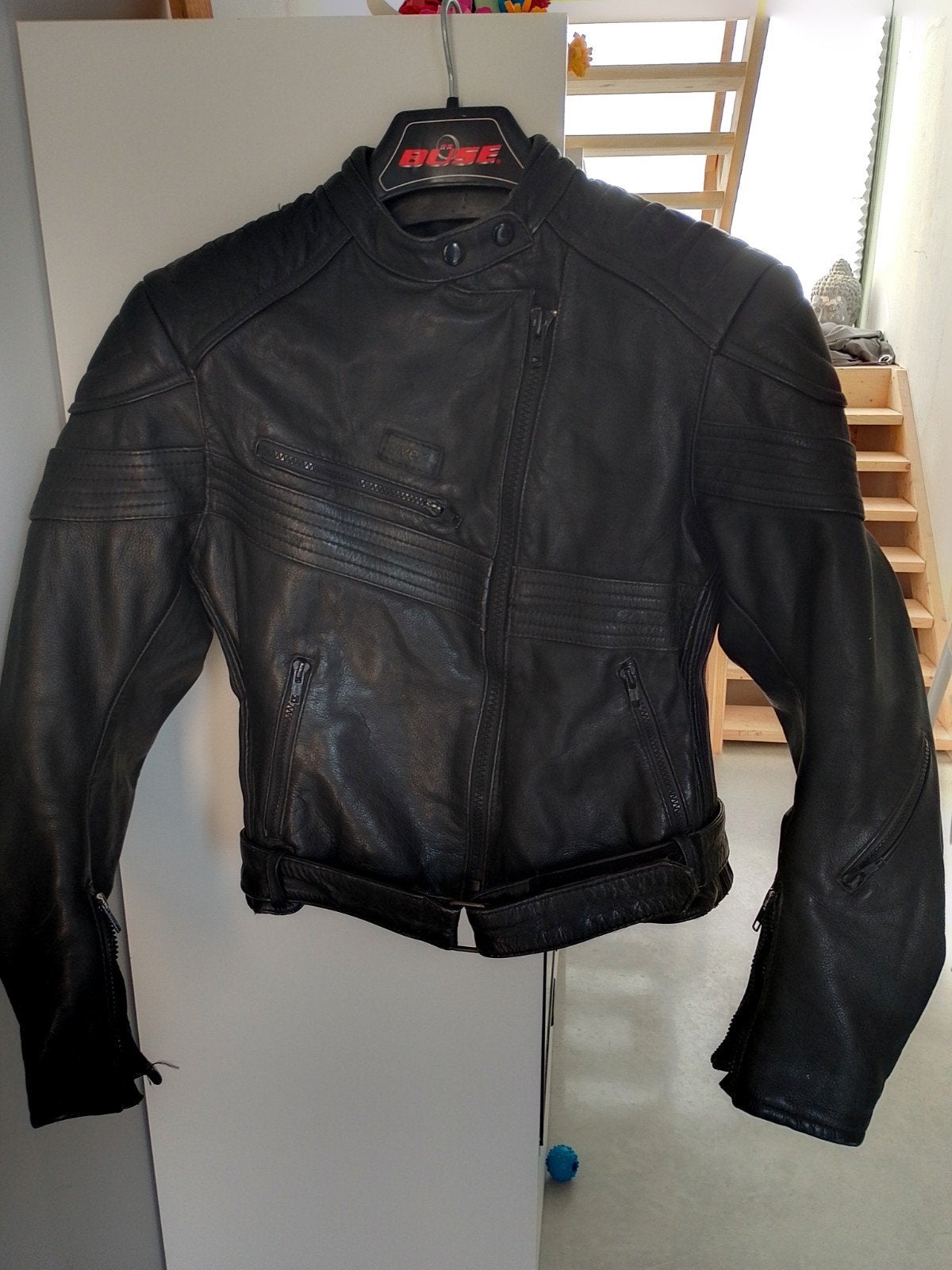 Vintage Uvex Leren Motorjas - Zwart, Maat 40, Motoren, Jas | leer, Dames, Tweedehands, Uvex