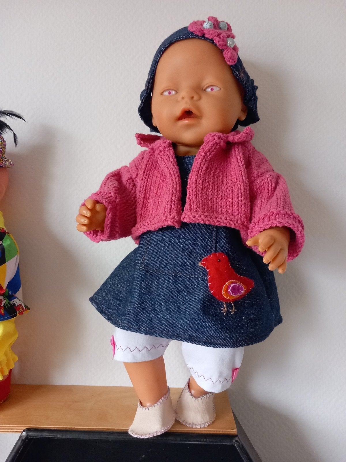 zelfgemaakte poppenkleertjes voor pop 43 cm  5 delig., Kinderen en Baby's, Ophalen of Verzenden, Nieuw, Babypop