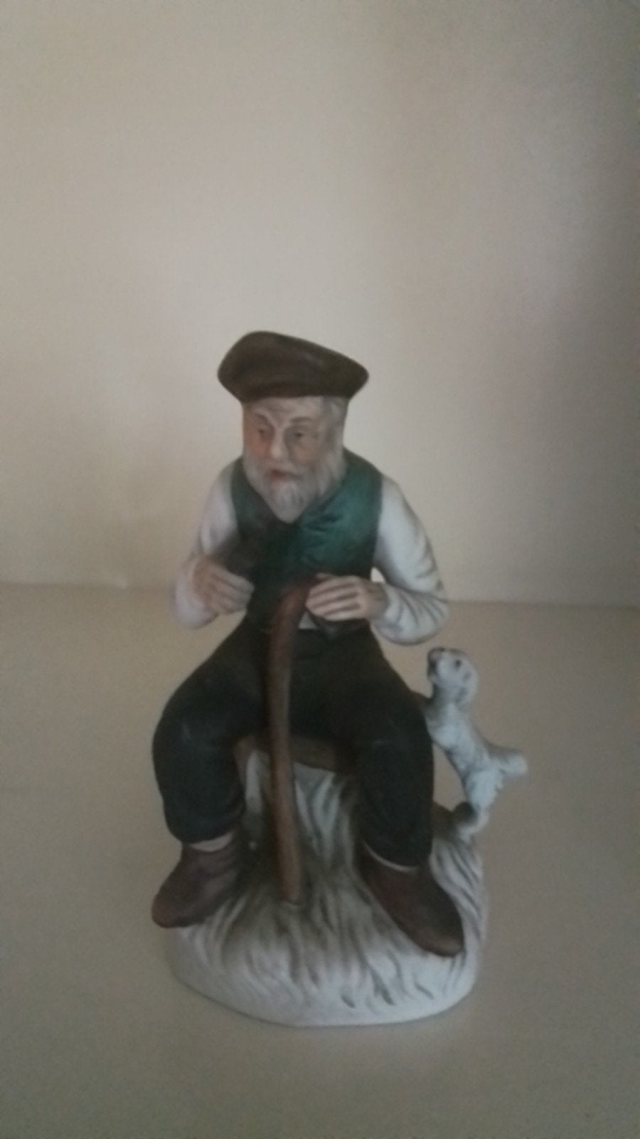 Oude man met hond beeldje - Vintage decoratie, Ophalen