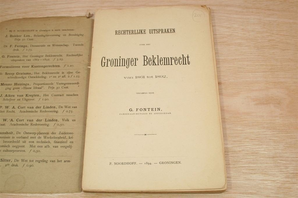 Groninger Beklemrecht [1894] — Zeldzaam, Ophalen of Verzenden, Gelezen