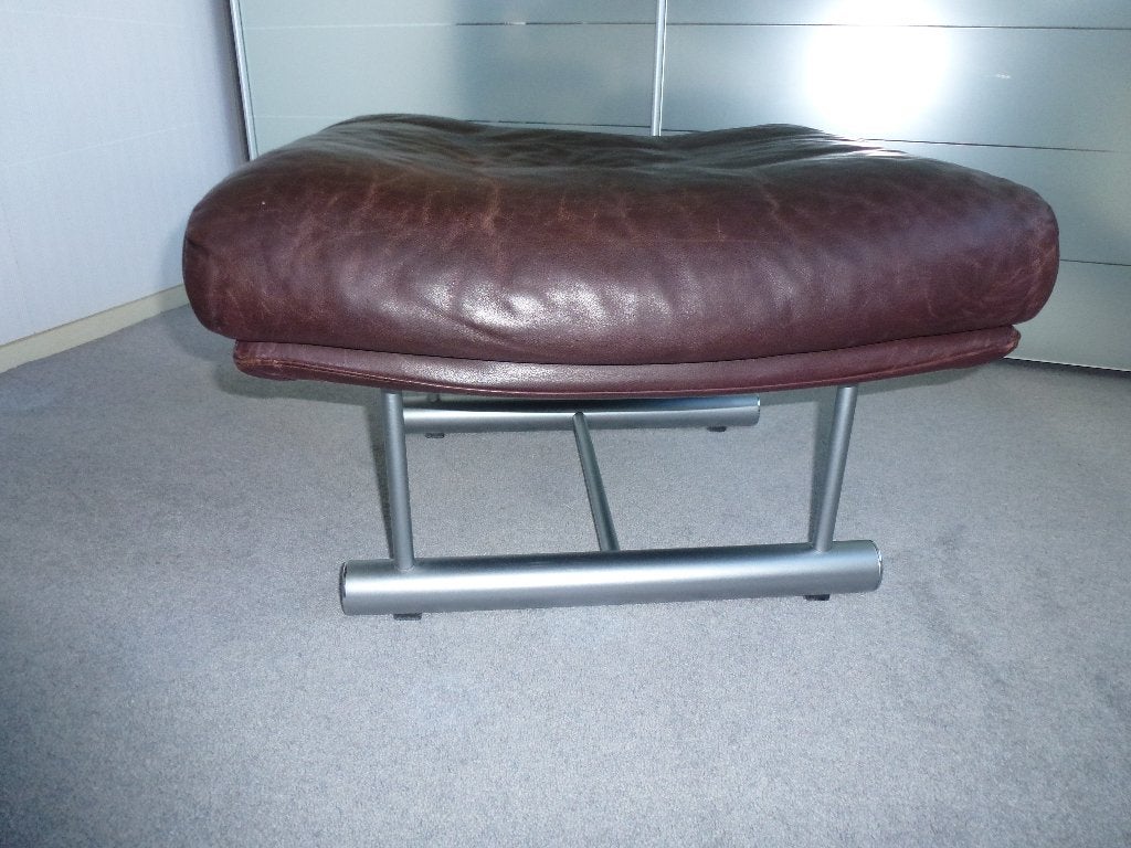 Rolf Benz Leren hocker / poef Bruin / roodbruin model 6500, Ophalen, Leer, 50 tot 75 cm, Gebruikt