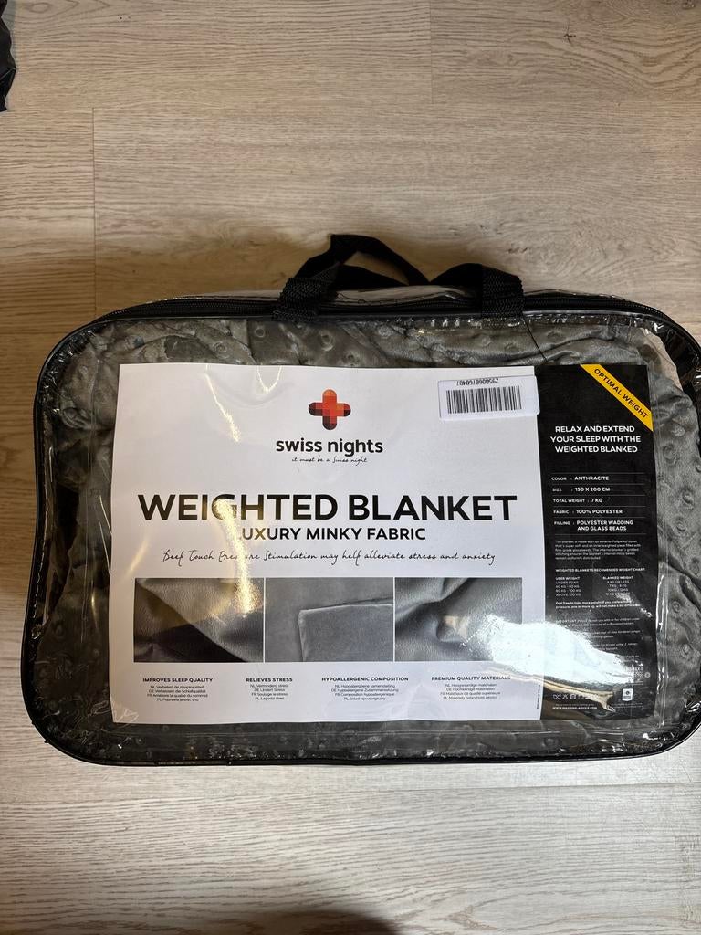 Swiss Nights Verzwaringsdeken - Antraciet, 7 kg, Eenpersoons, Ophalen of Verzenden, Grijs, Deken of Dekbed