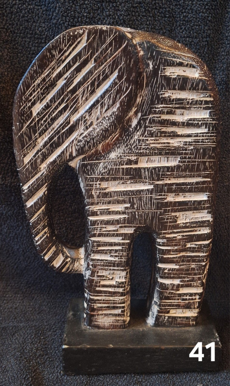 Houten olifant sculptuur - Handgesneden decoratie, Ophalen of Verzenden, Zoogdier, 20 - 50 cm, Beeld