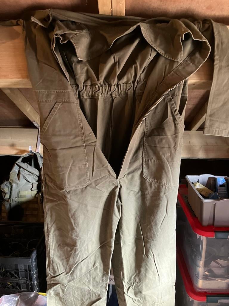 33x Legergroene overalls, verschillende maten, Kleding | Heren, Ophalen, Gedragen
