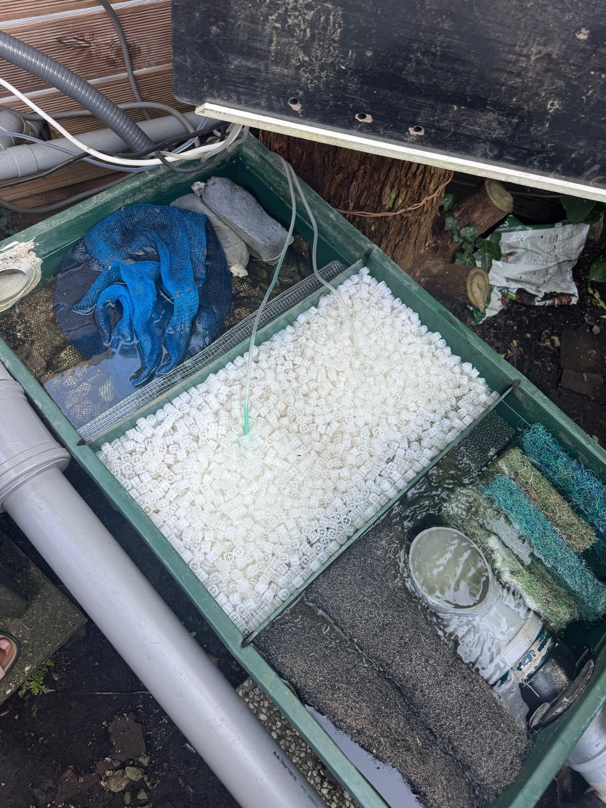 Vijverfilter met zelfgemaakt bewegend bed, Ophalen, Gebruikt