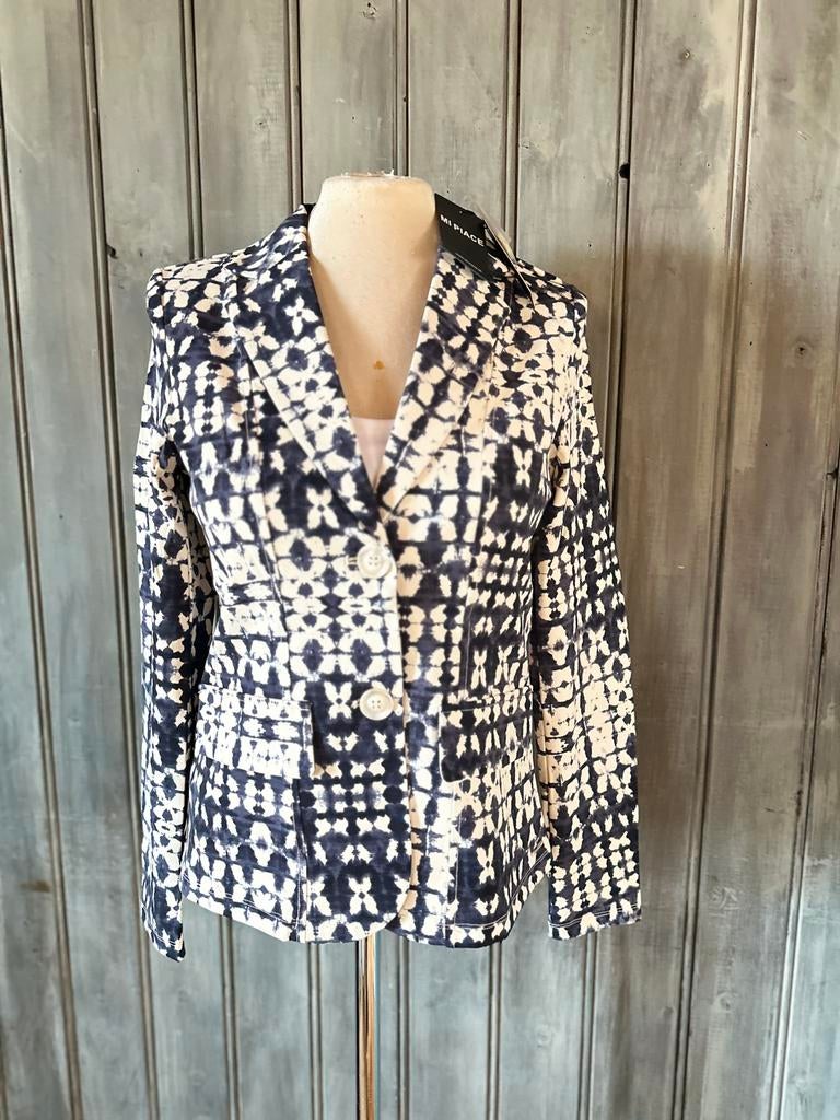 Mi Piace Travelstof blazer S of M Blue, kit batik print, Blauw, Nieuw, Ophalen of Verzenden, Jasje