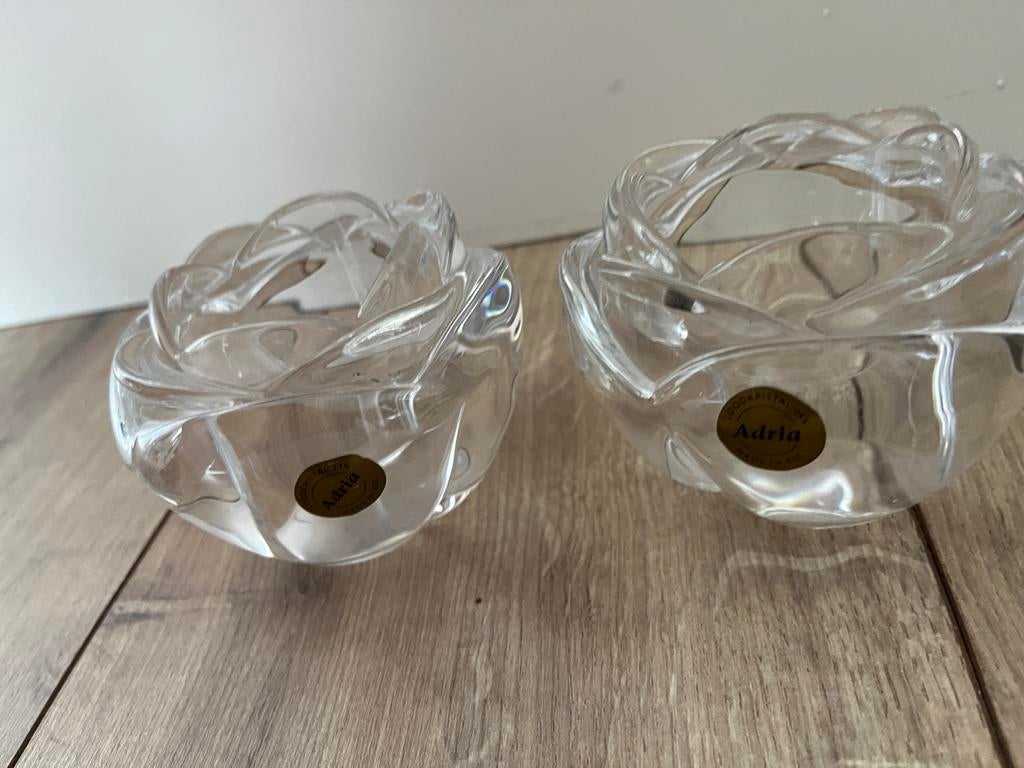 2 waxinelichthouders loodkristal Adria zgan!! Waxinelicht, Ophalen of Verzenden