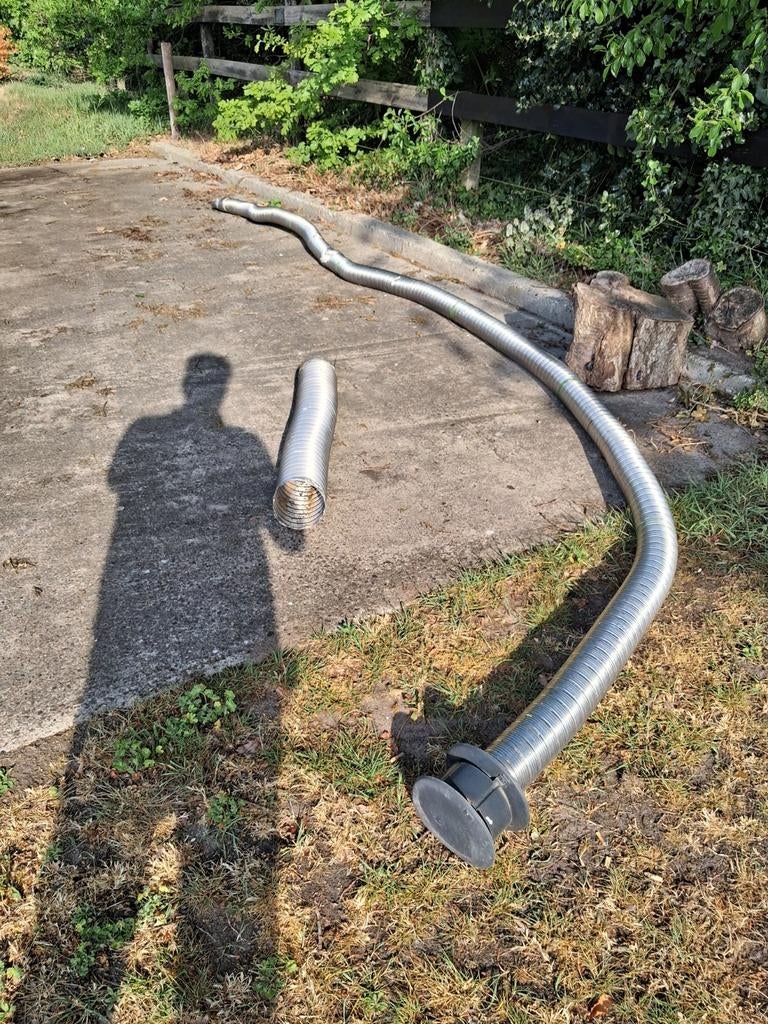 Flexibele RVS afvoerbuis voor kachel of open haard, Ophalen, Afvoer, Gebruikt, 6 meter of meer