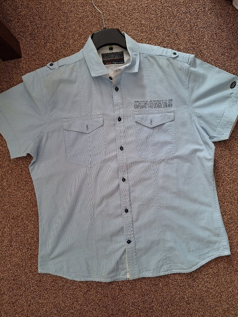 Herenblouse met korte mouwen, maat XL/ 43-44, Blauw, Angelo Litrico, Ophalen of Verzenden, Zo goed als nieuw
