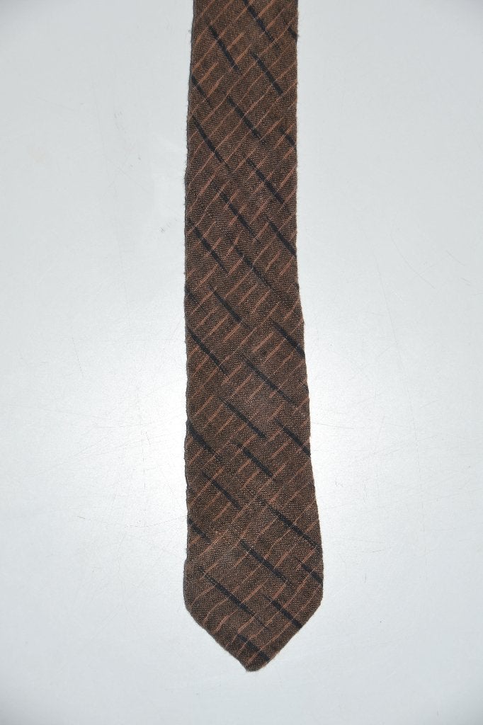 Retro bruine Emanuelle stropdas, Verzenden, Bruin, Met patroon