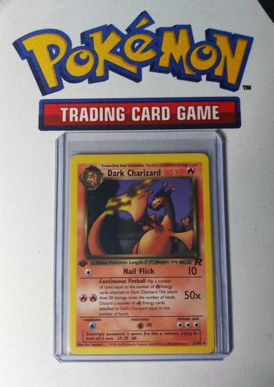 1st Edition Dark Charizard non Holo Rare, Rocket Set 2000, Ophalen of Verzenden, Zo goed als nieuw, Losse kaart