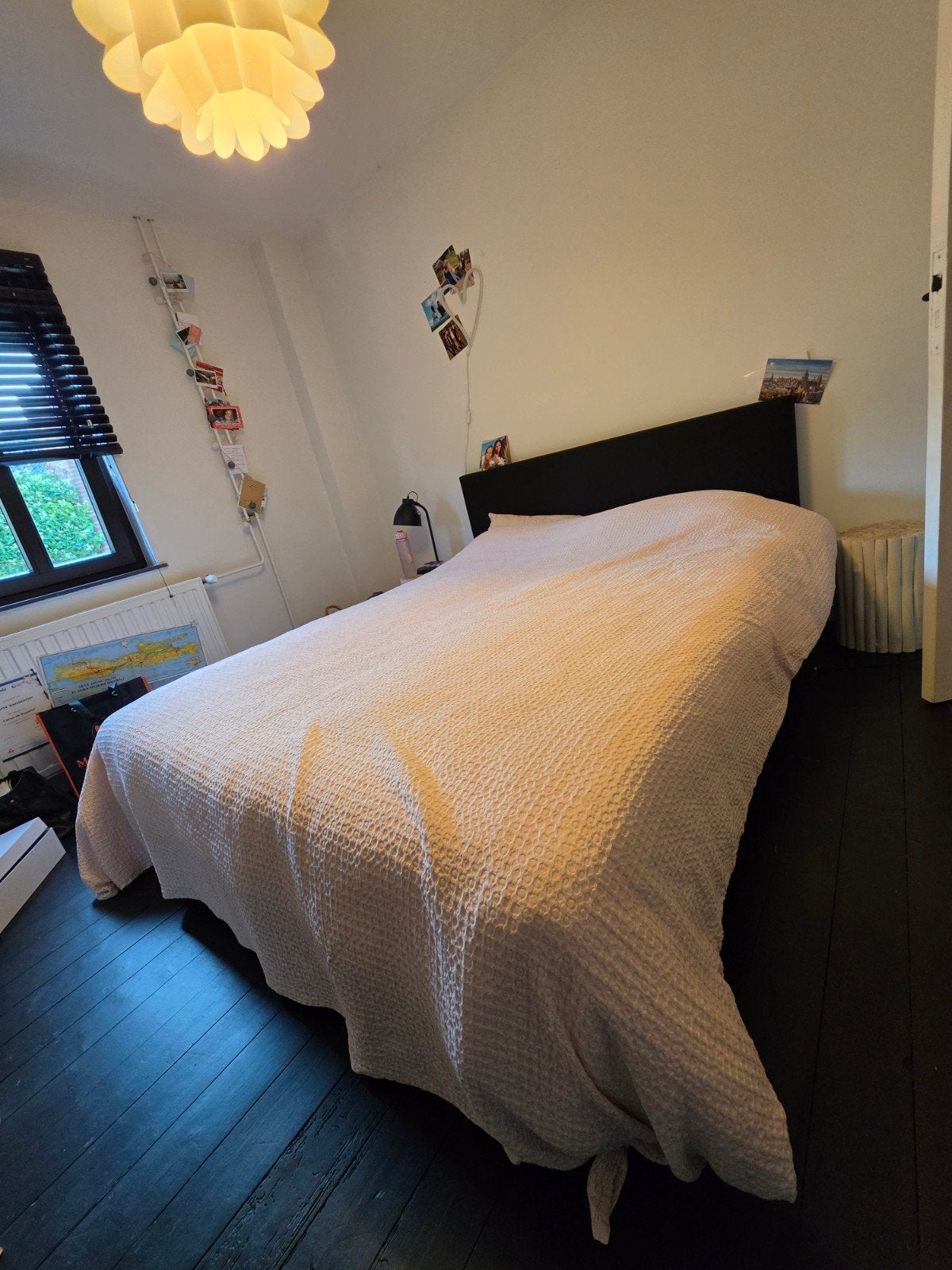 Tweepersoonsbed 2 met hoofdbord - 160x200 cm, Ophalen, Gebruikt, Zwart, Tweepersoons