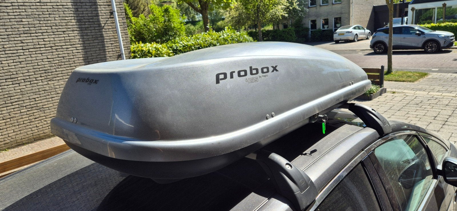 Hapro Probox 455 Dakkoffer - Grijs, compleet met 2 sleutels, Auto diversen, Dakkoffers, Ophalen, Gebruikt