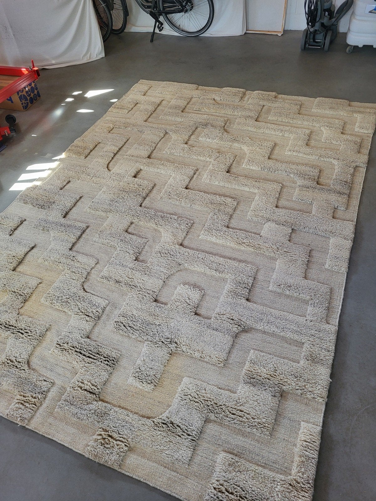 Nordic Knots wollen vloerkleed 240x345 cm, Crème, Ophalen of Verzenden, Zo goed als nieuw, 200 cm of meer