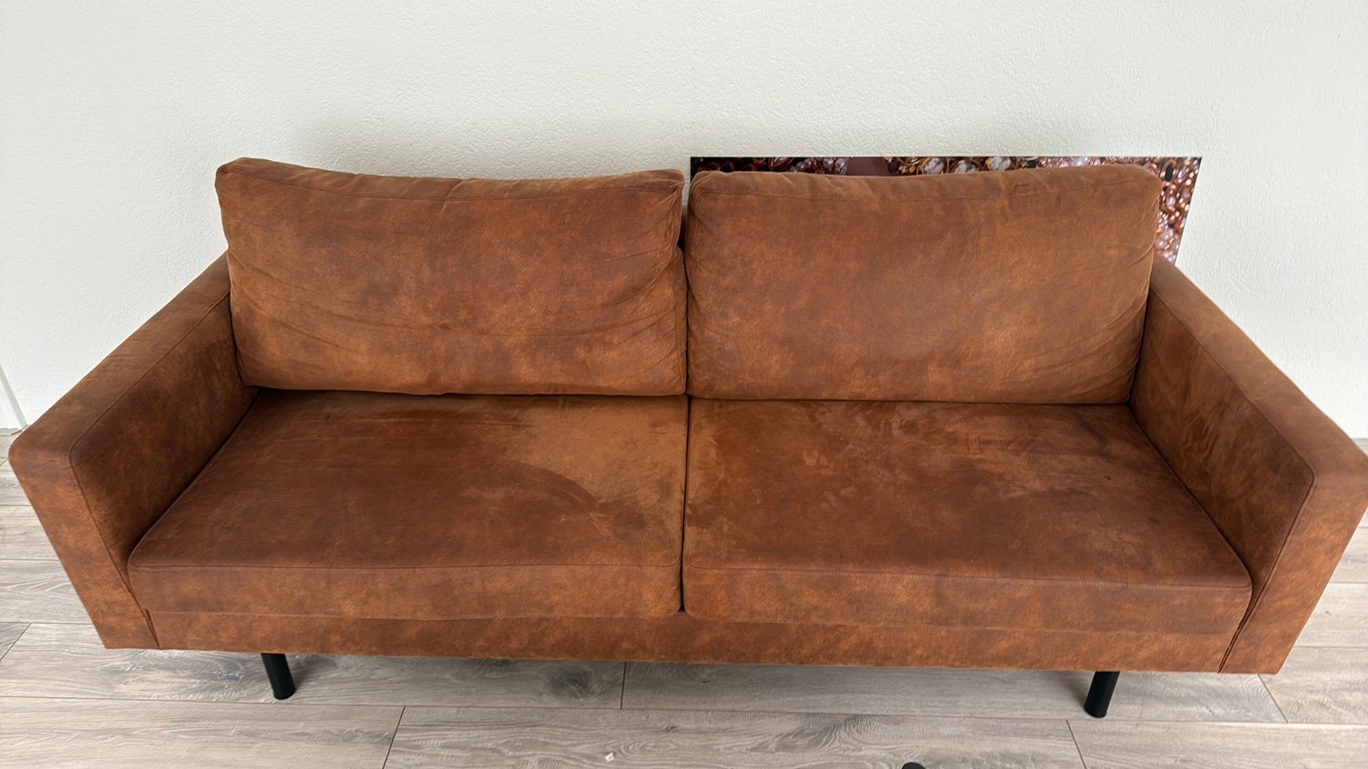Comfortabele bruine tweepersoonsbank - Zo goed als nieuw, Huis en Inrichting, Ophalen, Gebruikt, 150 tot 200 cm, Tweepersoons