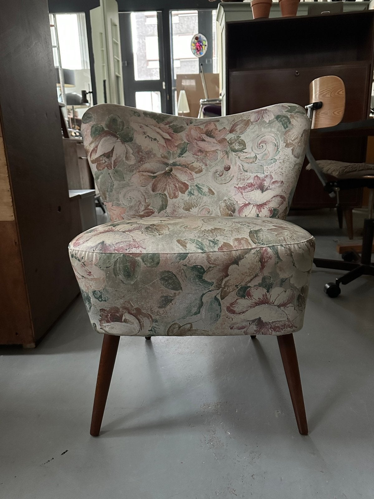 SALE: cocktail chair, vintage brocante fauteuil, club chair, Huis en Inrichting, Fauteuils, Ophalen, Gebruikt, I, 75 tot 100 cm