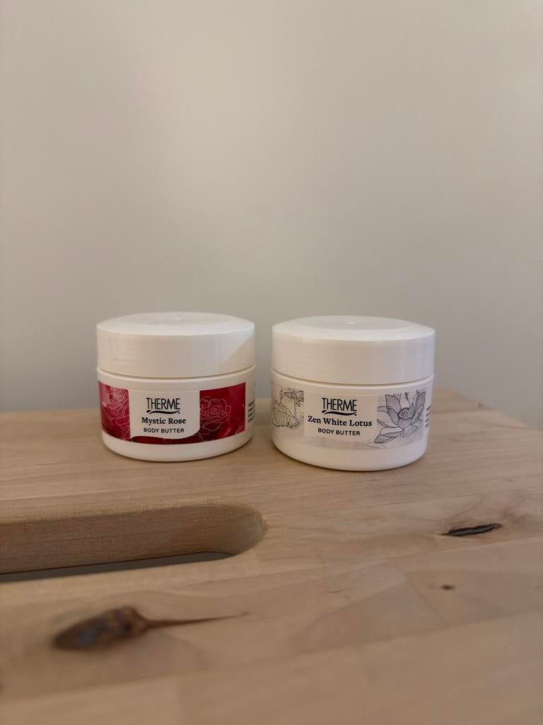 Therme Body Butter Mystic Rose & Zen White Lotus 75ML, Ophalen of Verzenden, Nieuw, Bodylotion, Crème of Olie