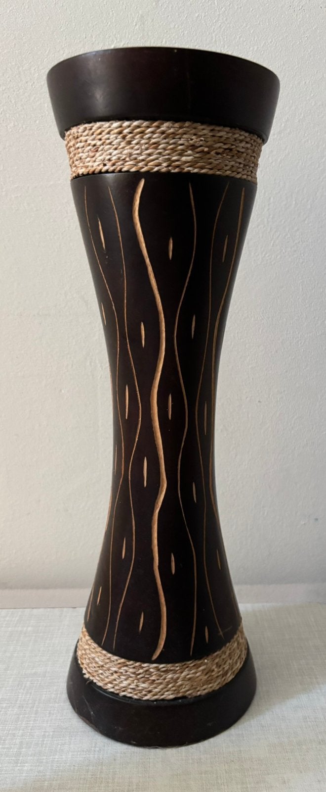 Handgemaakte decoratieve houten vaas, Ophalen of Verzenden