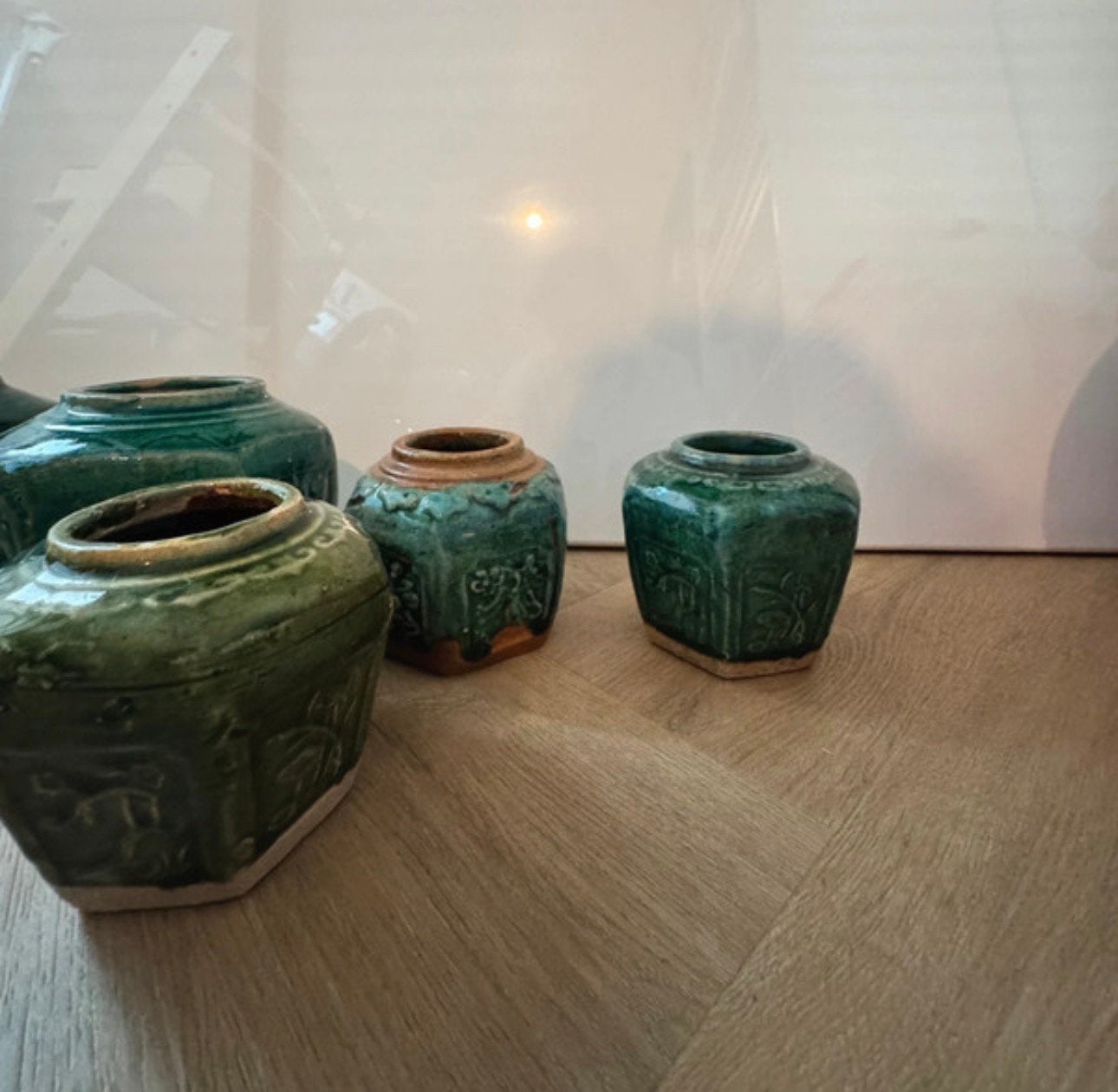 6 Prachtige oude gemberpotten, Tuin en Terras, Bloempotten, Gebruikt, Ophalen of Verzenden, Balkon, Overige vormen