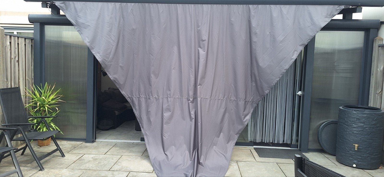 Driehoekig Antraciet Zonnescherm - Oxford Stof 5x5x5 mtr, Tuin en Terras, Zonneschermen, Ophalen of Verzenden, Nieuw