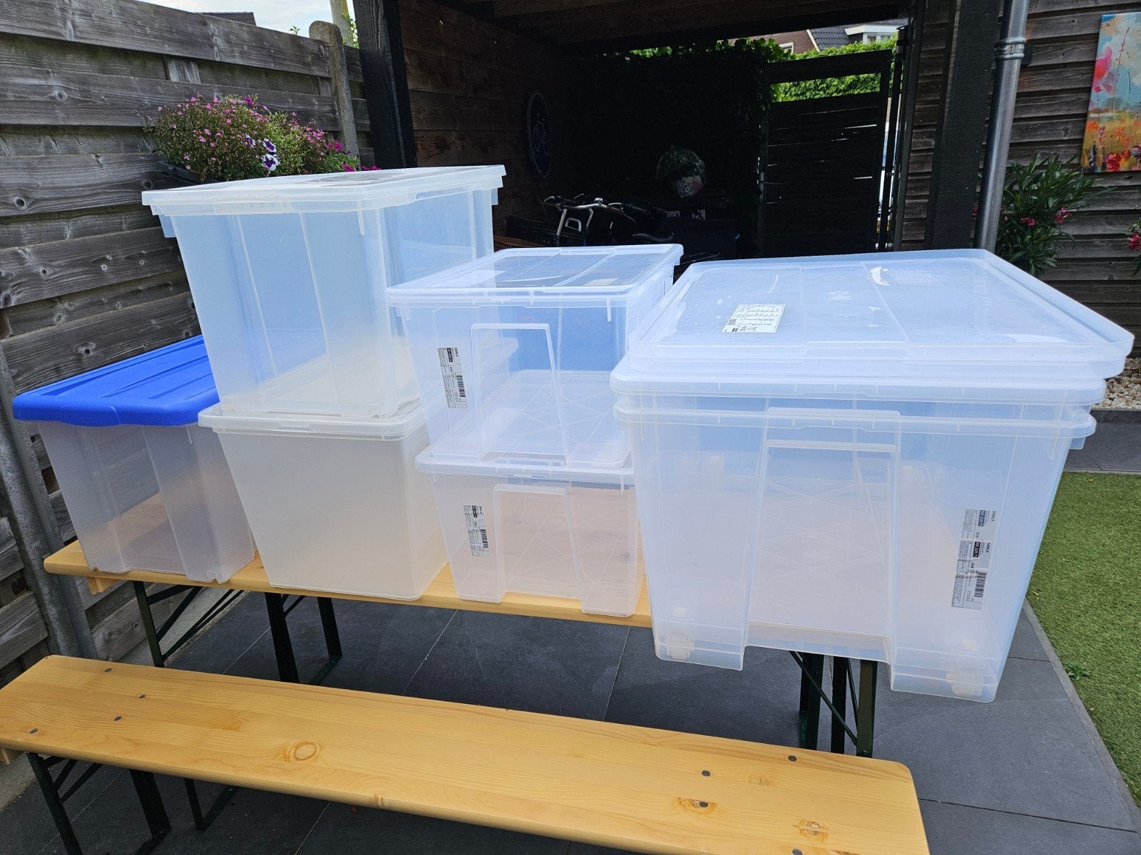Diverse opbergboxen met deksel. Opslag of verhuizing, Huis en Inrichting, Woonaccessoires | Kisten, Ophalen, Gebruikt, Kunststof