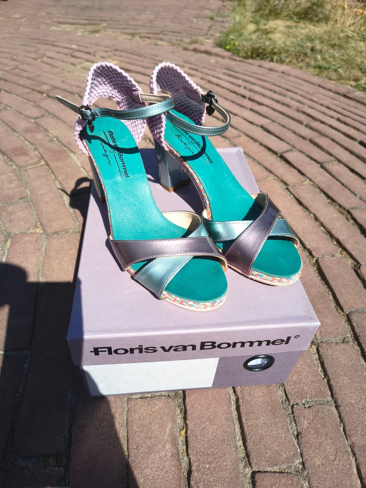 Floris van Bommel sandalen/ pumps met hak - Maat 37,5, Floris van Bommel, Zo goed als nieuw, Roze, Sandalen of Muiltjes