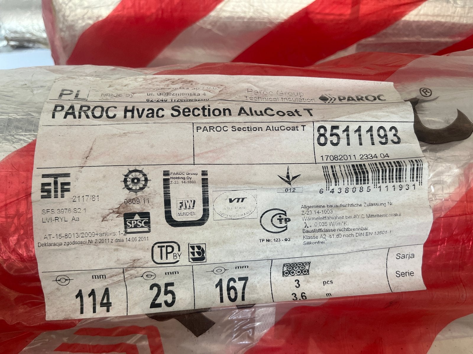 20 Paroc HVAC Section AluCoat T isolatiebuizen, Nieuw, Steenwol, 15 m² of meer, Ophalen