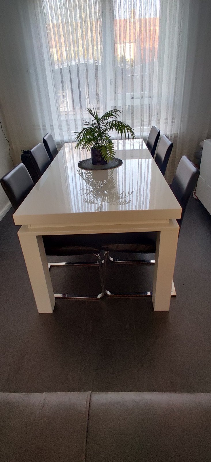 eettafel met stoelen, Gebruikt, Metaal, Modern, Rechthoekig