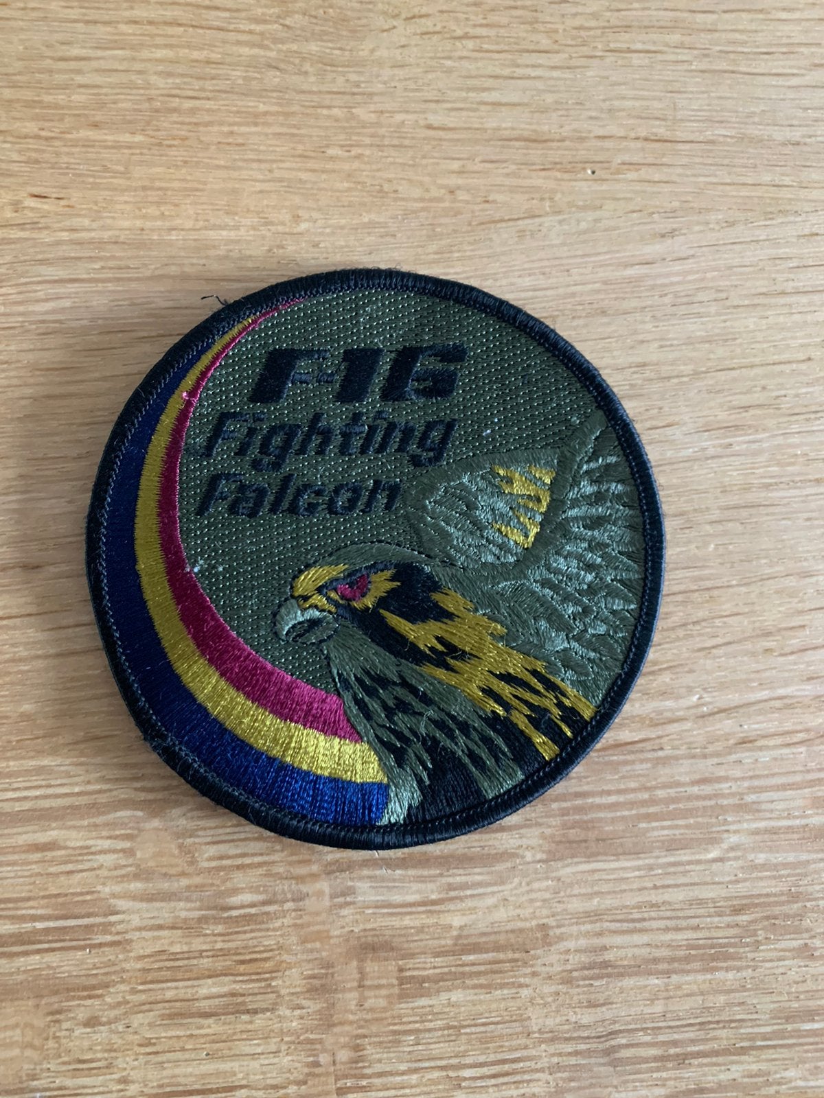 F16 Swirl Patch Fighting Falcon, Verzenden, Zo goed als nieuw, Patch, Badge of Embleem