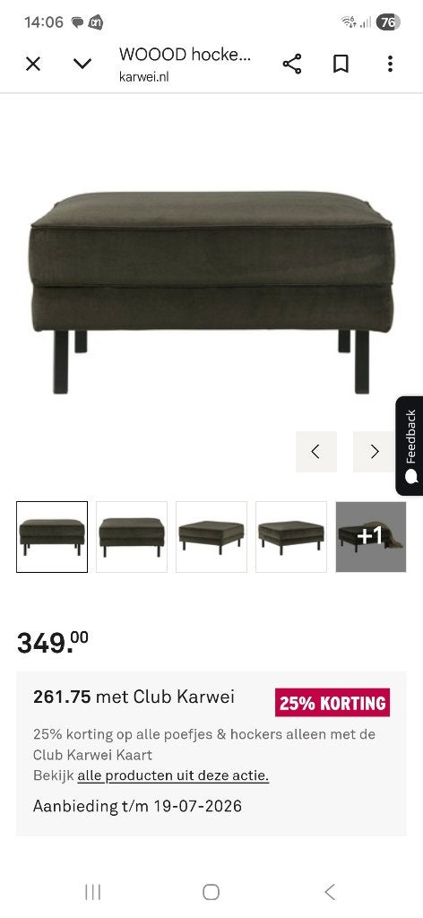 Woood hocker, Ophalen, Overige materialen, Vierkant, 75 tot 100 cm