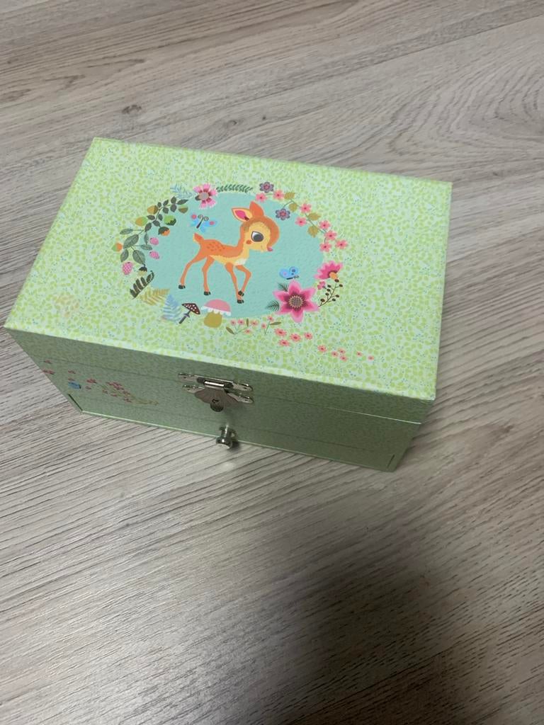 Muziekdoosje met Bambi en spiegel - Zo goed als nieuw, Ophalen of Verzenden, Zo goed als nieuw, Groen, Overige typen