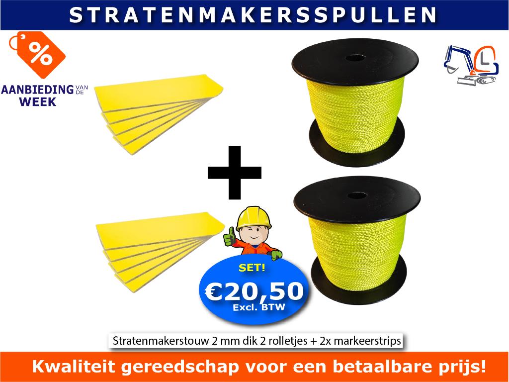 Stratenmakerstouw 2 mm  2 rolletjes+2 pakjes markeerstrips, Ophalen of Verzenden, Nieuw